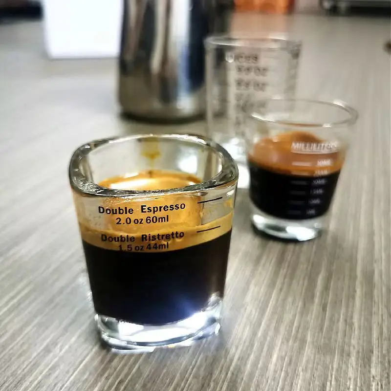 2pcs Espresso Coffee Ounce Roasting Measuring Cup Glass 60ML Square Thickened Ounce Graduated Concentrated Simple Heat-resistant