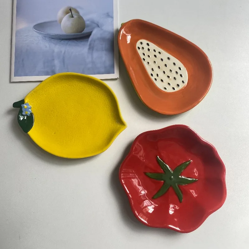 Fruit Shape Ceramic Orange Lemon Seasoning Dish Kitchen Creative Sauce Vinegar Dishes Plate Irregular Dipping Saucer Bowl crafts