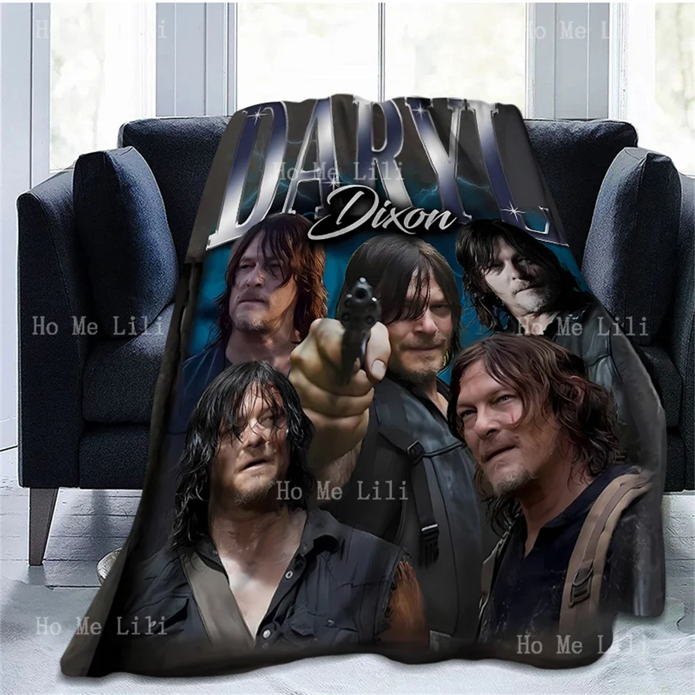 Retro Daryl Dixon Norman Reedus Rick Grimes Vintage Poster Print Soft Cozy Flannel Blanket Suitable For All Seasons Use