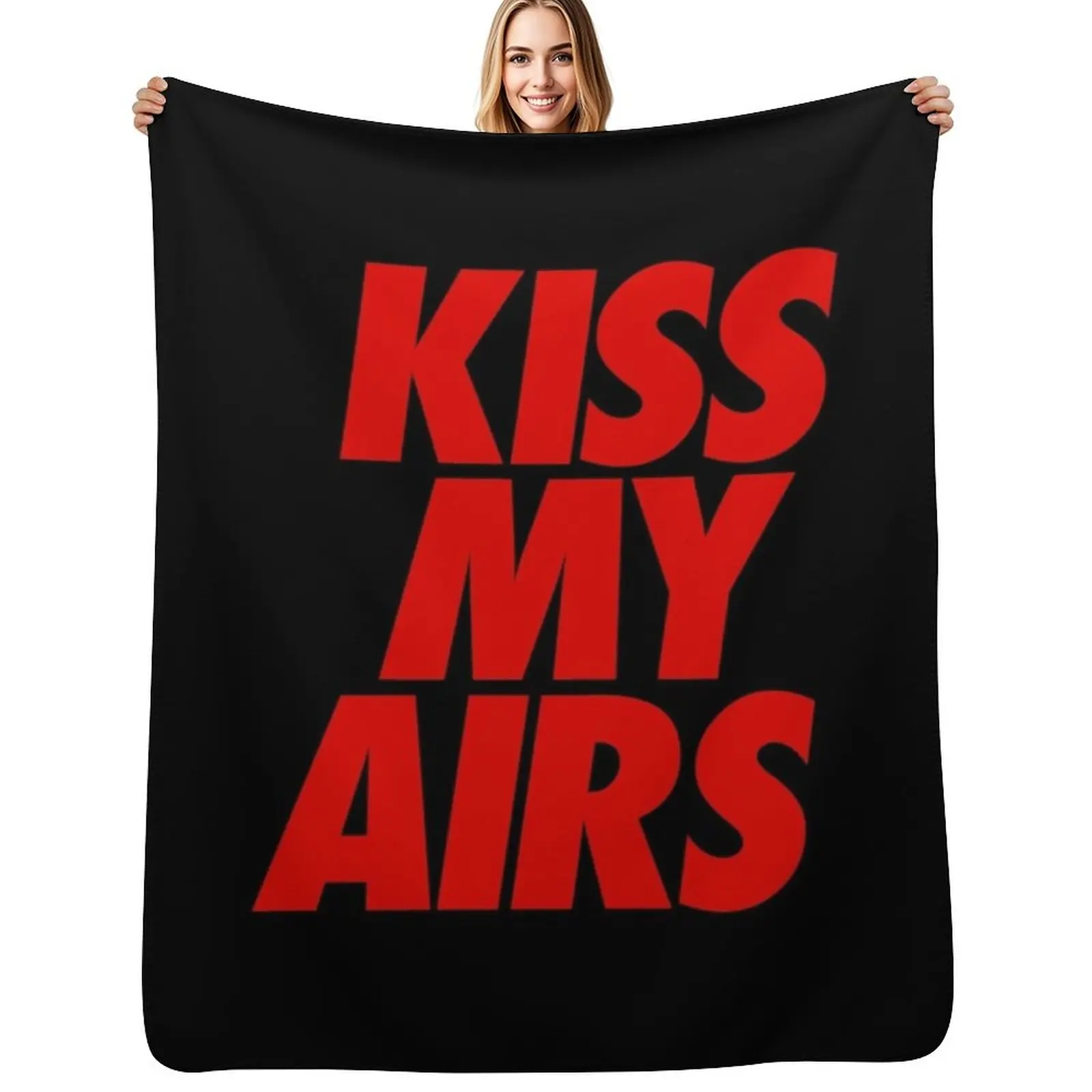 Kiss My Airs BRED Throw Blanket Lightweight Cozy Blanket for Bed Sofa