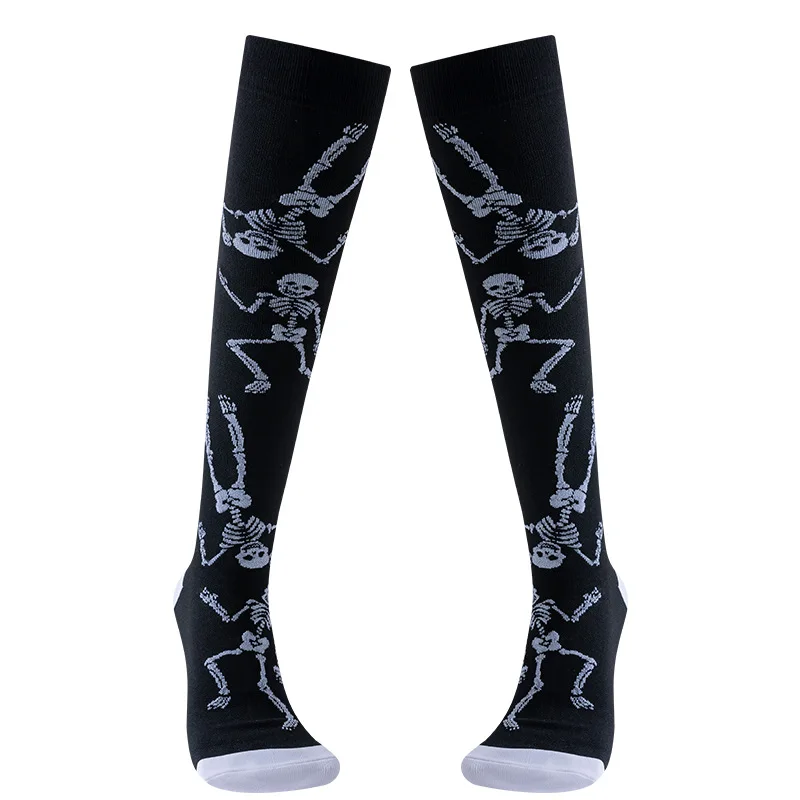 Original ถุงเท้าการบีบอัดฮาโลวีน Skull ถุงเท้าการบีบอัดผู้ชายและผู้หญิงถุงเท้ากีฬา