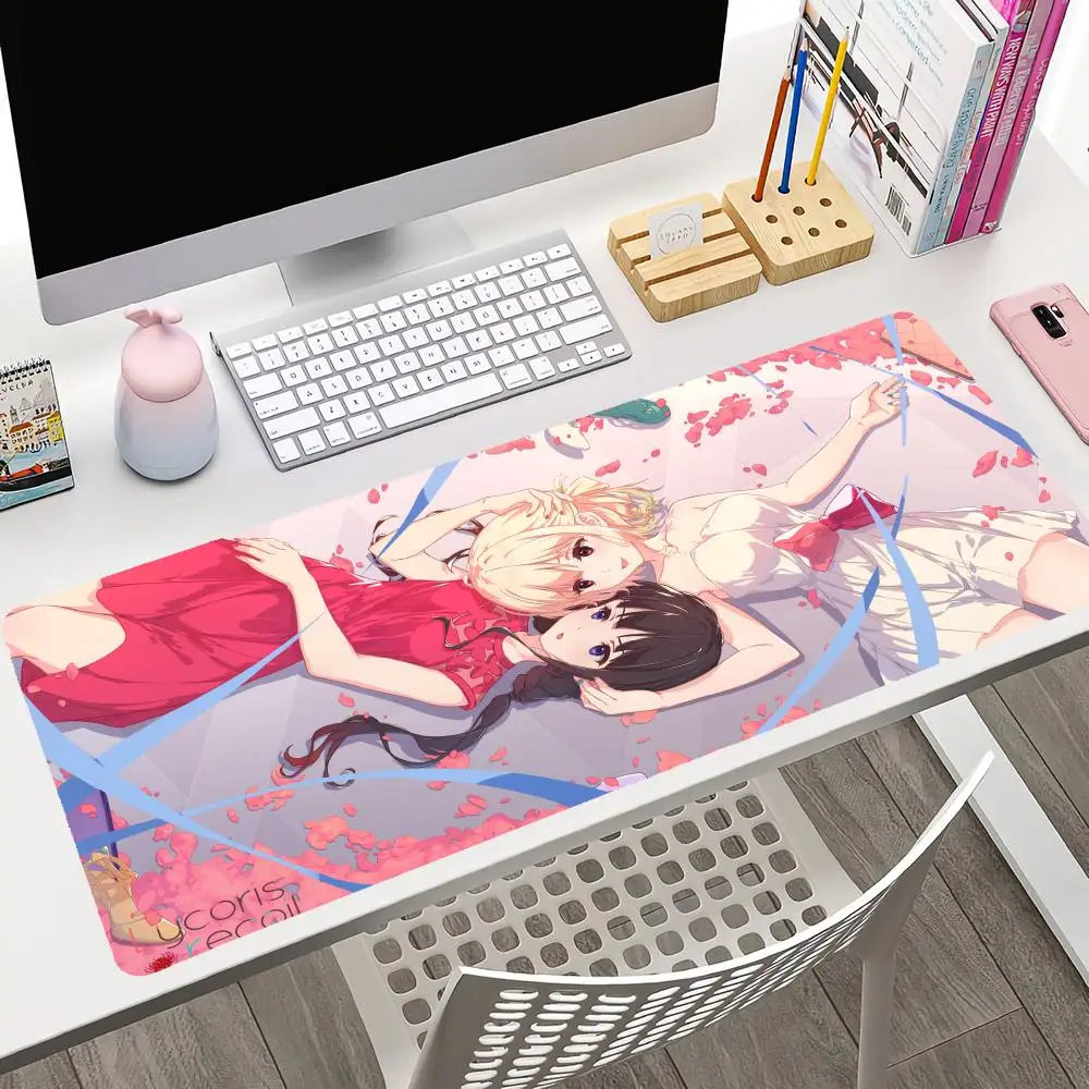 Lycoris Recoil Anime Girl Kawaii Mousepad Large Gaming Mouse Pad LockEdge Thickened Computer Keyboard Table Desk Mat