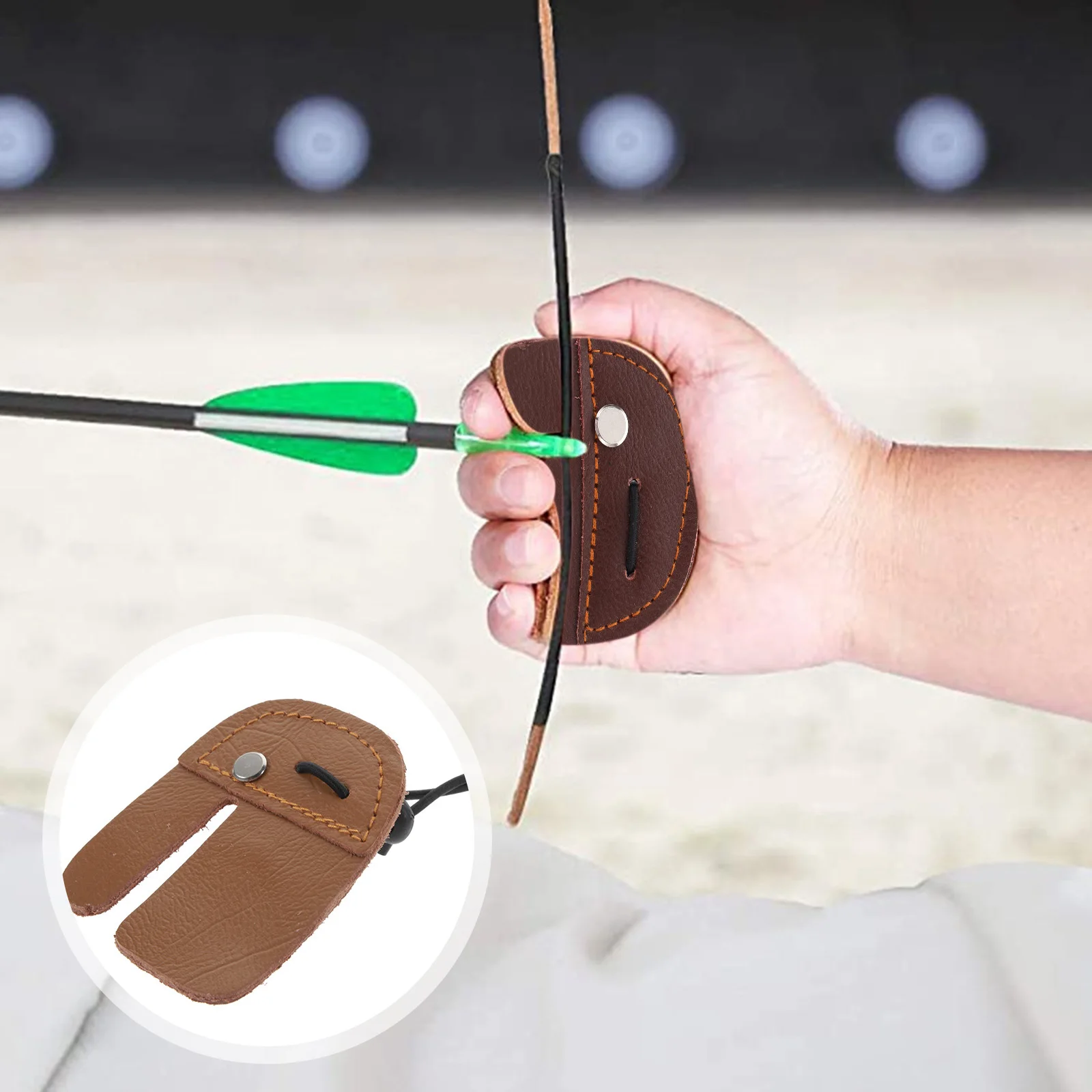 

Archery Finger Tab Thick Protective Gear Bow Finger Protector Hunting Practice Archery Accessory