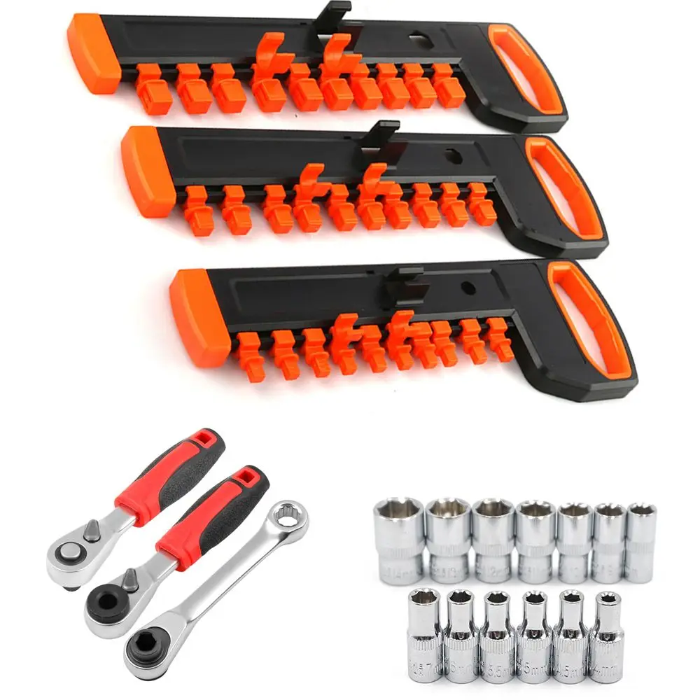 Portable Spanner Socket Organizer Tray Quality Single Side Socket Holder Socket Wrench Storage Rack Rail Socket Hanger