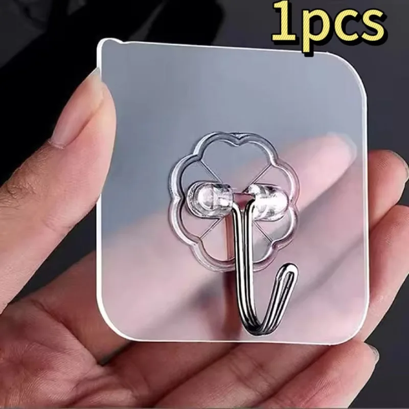 Selbstklebende selbstklebende Wandhaken, robust, transparent, nahtlos, Haken, Schlüssel, Badezimmer, Dusche, Outdoor, Küche, Tür, Zuhause