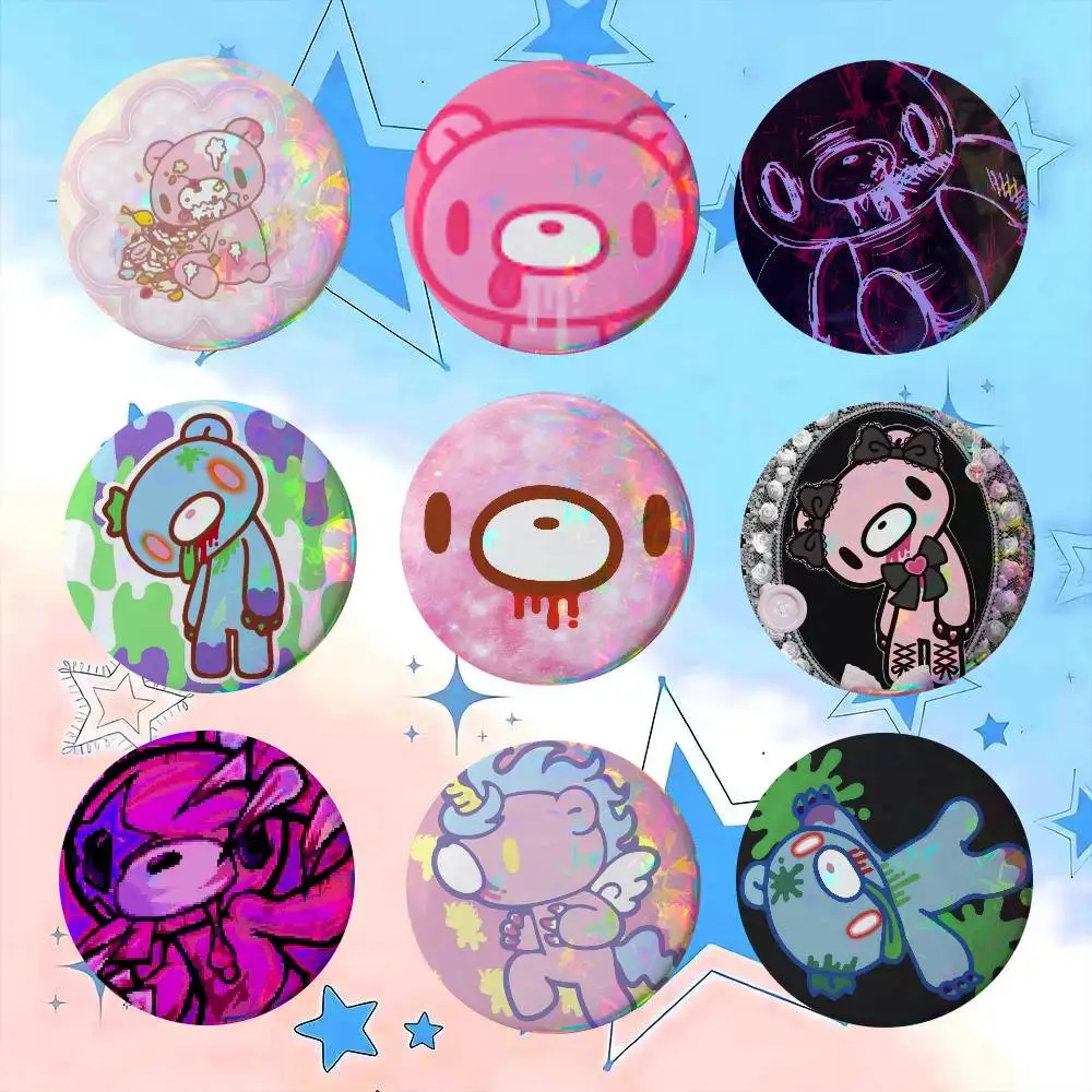 Kawaii G-Gloomys Pink Bear   Badge Creative Round Plastic Brooch Clothes Decorative Pins Jewelry Gifts for Friends