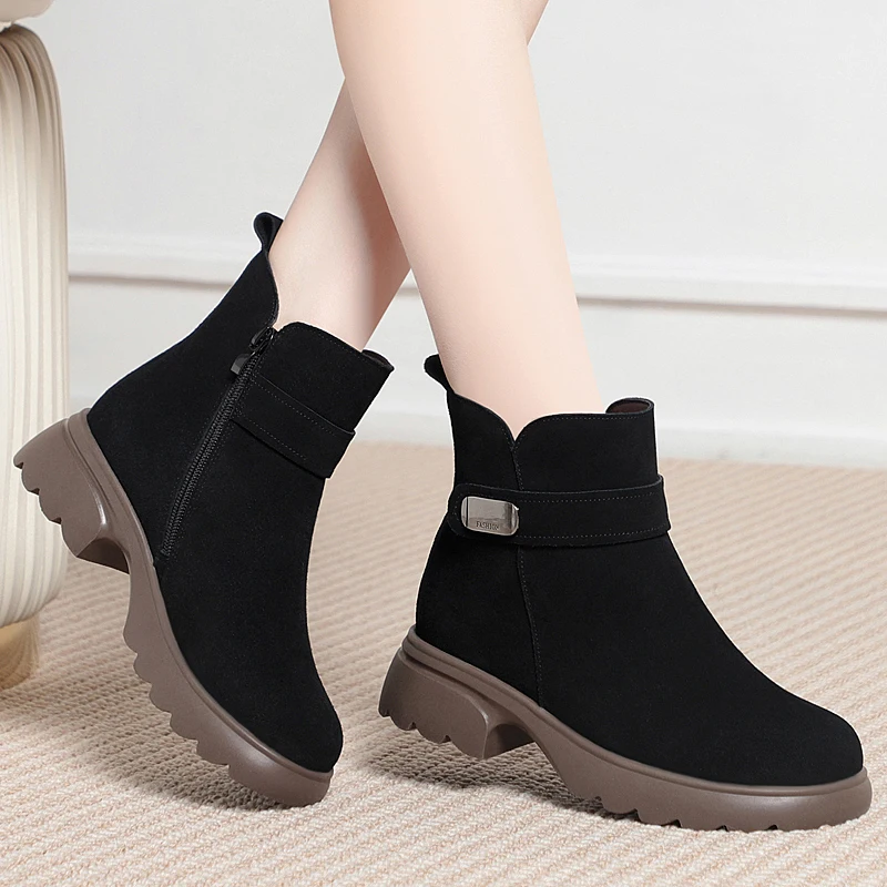 

DIMANYU зимние женские ботинки, новинка 2026, замшевые женские ботильоны из натуральной кожи, женские короткие сапоги из натуральной шерсти большого размера