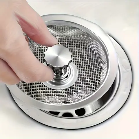 Stainless Steel Kitchen Sink Strainer with Removable Stopper - 97mm Anti-Clogging Drain Filter for Sink/Bathroom/Toilet/Basin