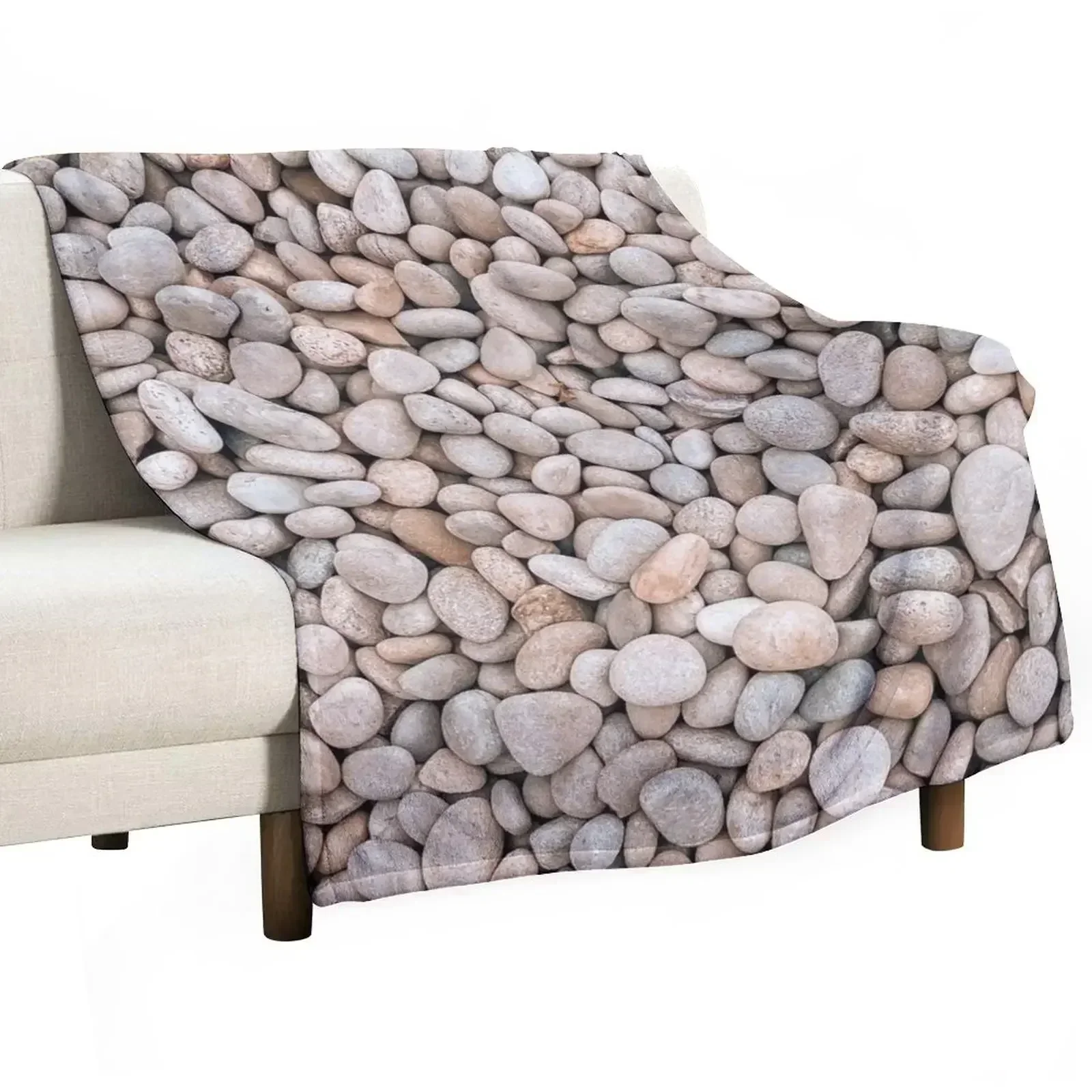 

Cream Natural Pebbles Rocks Throw Blanket Lightweight Warm Blanket for Indoor Outdoor Use