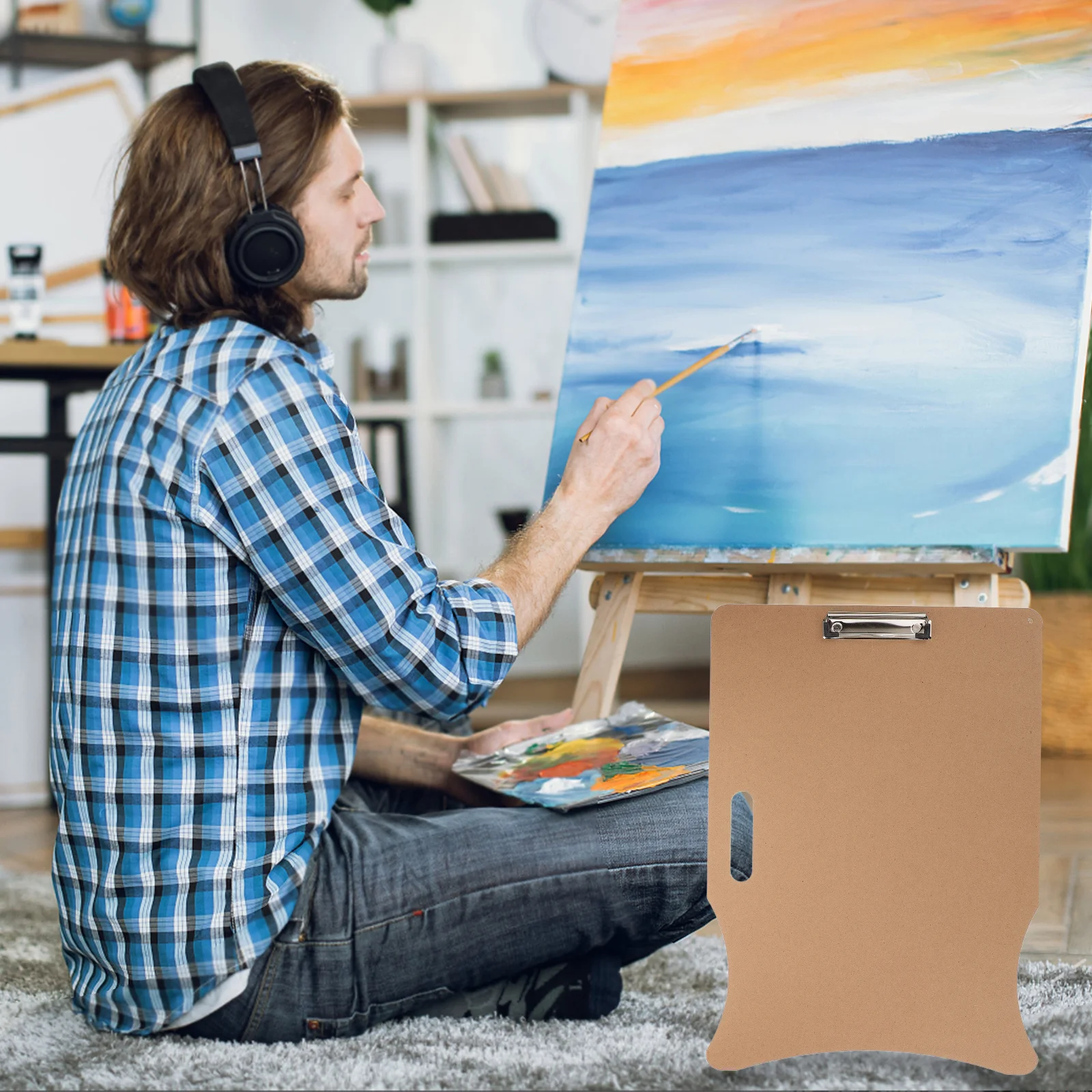 

Portable Wooden Sketch Board with Clip Lightweight Drawing Board 6k Art Tool for Artists Sketch Pad for Drawing