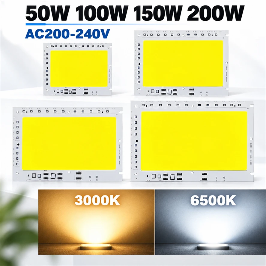 DIY COB LED Chip AC200-240V 50W 100W 150W 200W Smart IC No Need Driver LED Spotlight Floodlight Stage Road Lighting Parts