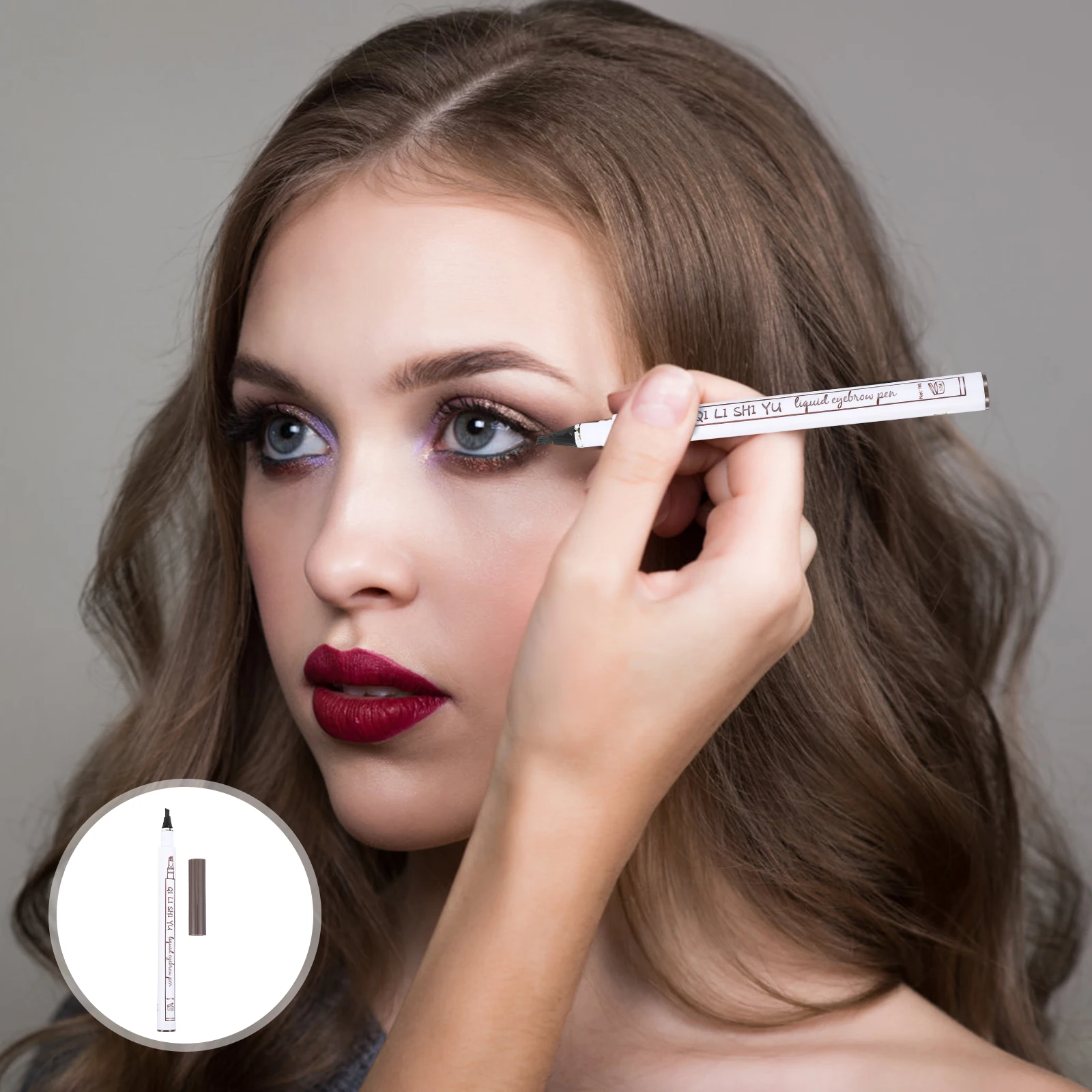 

2pcs Waterproof Eyebrow Pen Liquid Makeup Pencil Long Lasting Micro-Fork Tip Sweatproof For Women Natural Looking Portable