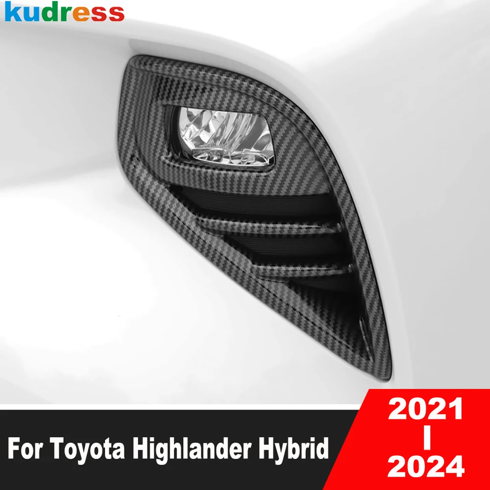 

Front Fog Light Lamp Cover Trim For Toyota Highlander Hybrid 2021 2022 2023 2024 Carbon Fiber Car Foglight Trims Accessories