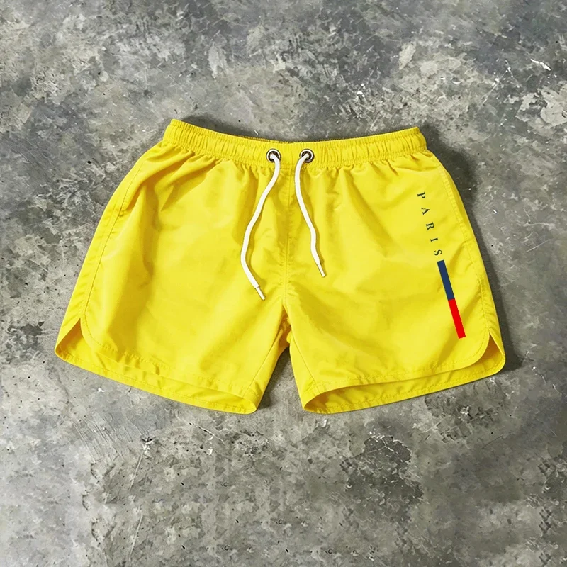 New Arrival Men Board Shorts Paris Print Summer Beach Casual Fashion Surfing Shorts Gym Fitness Running Cycling Shorts 9 Colors