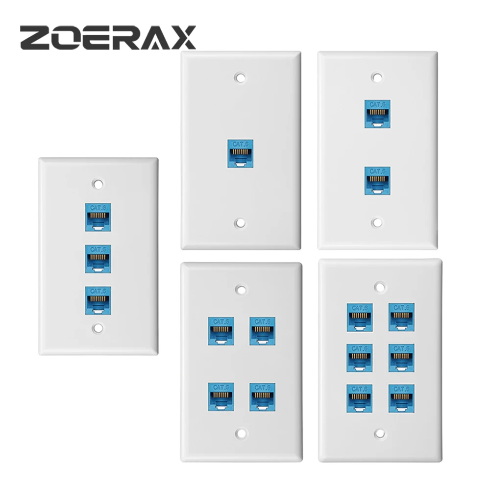 ZoeRax Cat 6 Ethernet Wall Plate, Ethernet Wall Plate Female-Female Removable Compatible with Cat6/5/5e Ethernet Devices