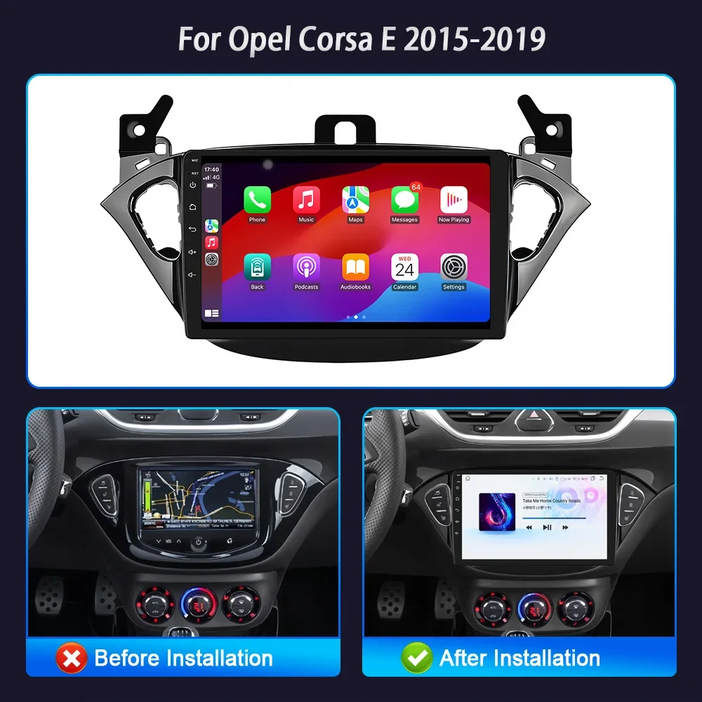 Car Radio Multimedia Navigation Android 14 For Opel Corsa E 2015-2019 WIFI Stereo Head Unit Screen 4G