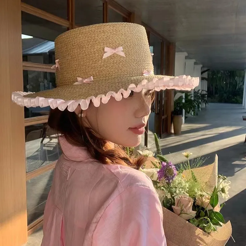 

Straw Sun Hats For Women Summer Lace Wide Brim Floppy Panama Fishermen Hats Female Lady Outdoor Travel Beach Sun Protection Cap