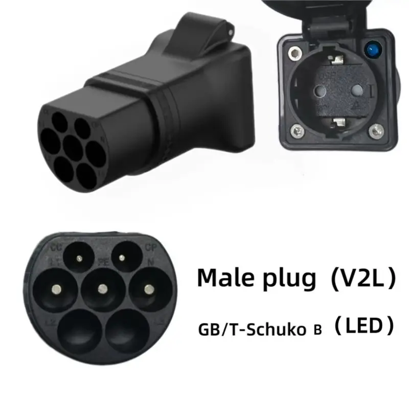 AS57-GBT V2L Portable Discharger EV Conversion Schuko Socket Electric Vehicle Discharge With LED For Camping 220V EU Plug