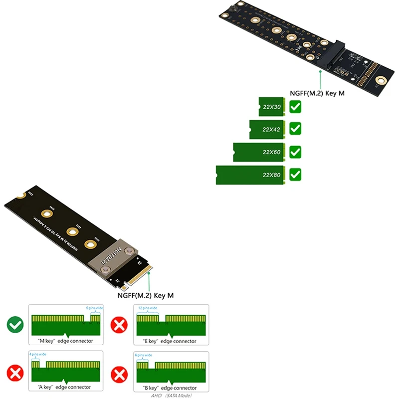 Cable de extensión M.2 NGFF NVMe M Key SSD, tarjeta extensora elevadora 2280, compatible con cable de extensión PCI-E 3,0 4X