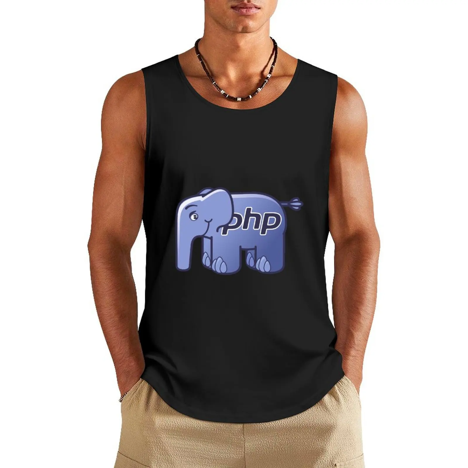 PHP ElePHPant Logo (Black background) Tank Top Sleeveless men t-shirts for Men's gym