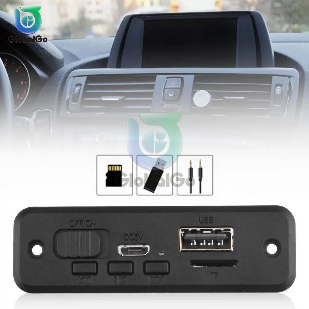 5V Bluetooth 5.0 Car MP3 Player Decoder Board 2*3W Amplifier Wireless FM Radio Module TF USB Handsfree Call