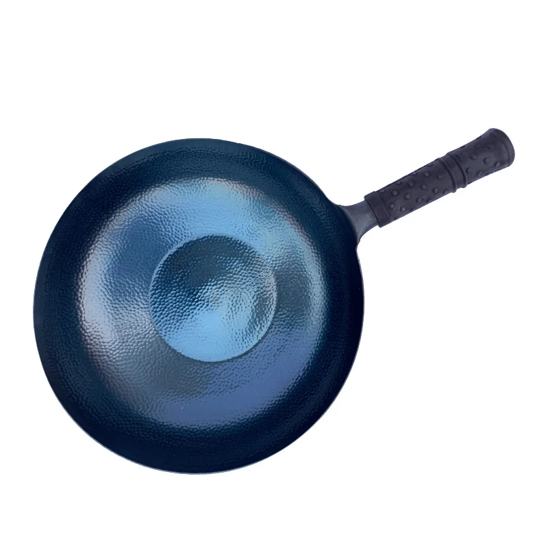 Authentic Zhangqiu flat-bottomed fish scale iron pan, hand-forged pan, induction cooker universal uncoated non-stick pan