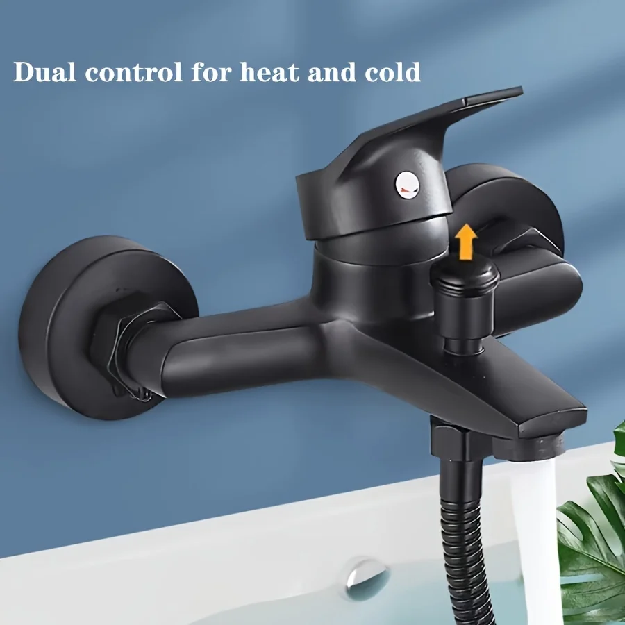 

Black dual control wall mounted shower faucet, suitable for bathroom sinks or bathtubs