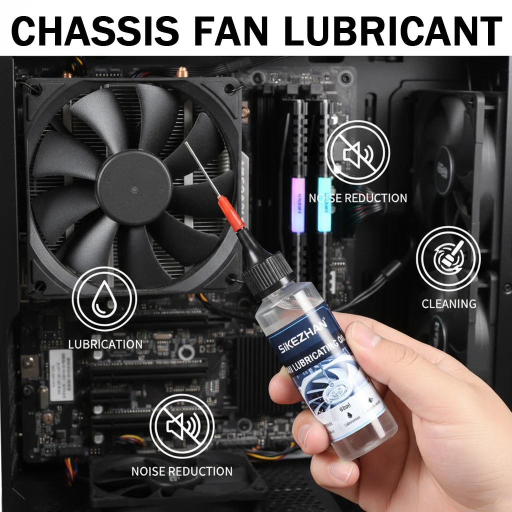 Computer Case Fan Oil, Precision Needle Oiler for Sleeve/Ball Bearings, Quiet Lube, Cleaning Care, Extend Fan Life