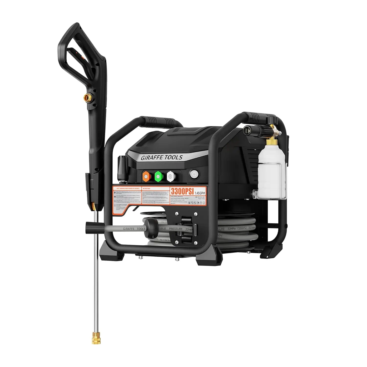 Retractable Pressure Washer 3000PSI 1.45GPM 1800W Wall Mount Electric with 50ft Hose 4 Nozzles Foam Cannon Auto Rewind, Custom
