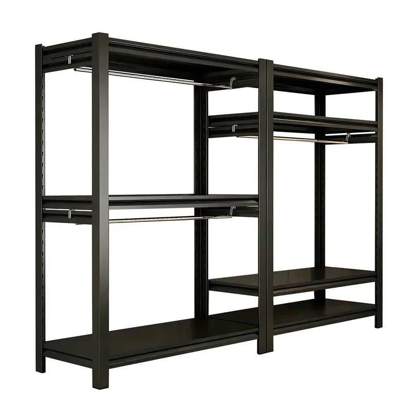 Multi Layer Steel Open Wardrobe Simple Coat Rack Floor Standing Storage Shelf for Clothes Hanging Home Organization