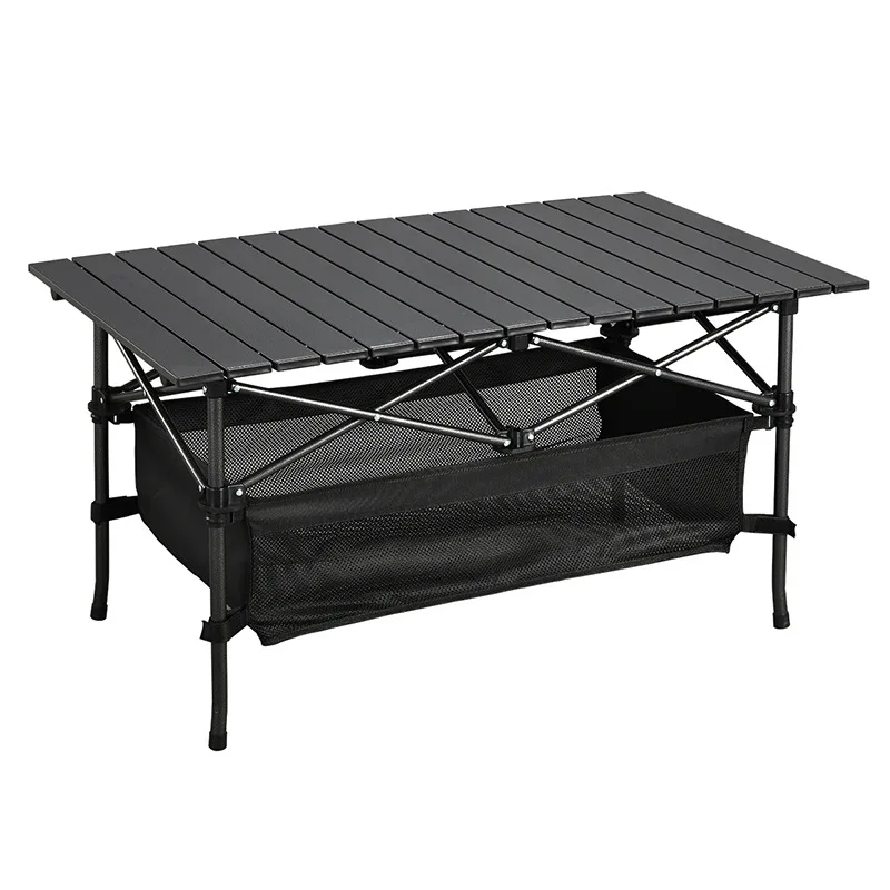 Outdoor Camping Aluminum Alloy Folding Table Multi-function Portable Barbecue Picnic Table Stall with Large Capacity Storage Bag