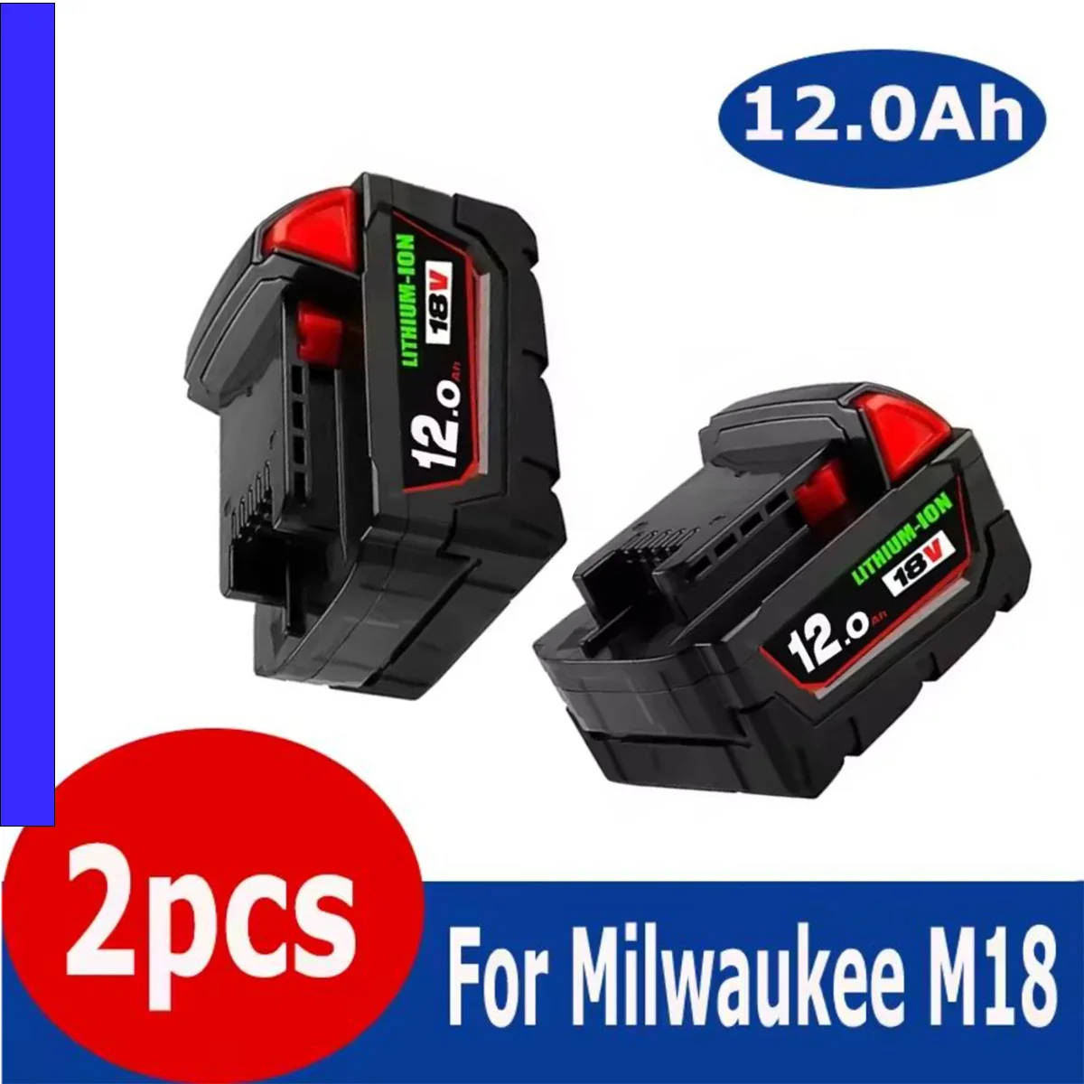 NOVÁ 18V 12000mAh Náhradní lithiová baterie pro Milwaukee M18 48-11-1850 48-11-1860 48-11-1840 48-11-1828 48-11-1820 - náhled 2