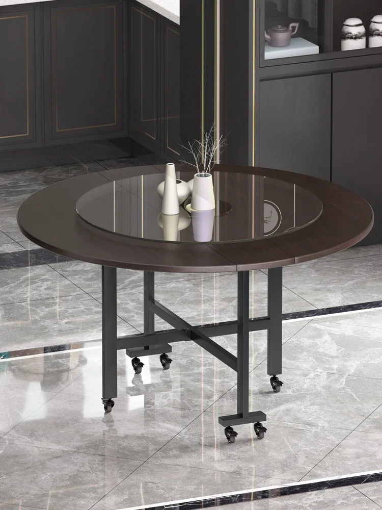 Small Apartment Movable round Dining Table Multifunctional Living Room Creative Folding Table