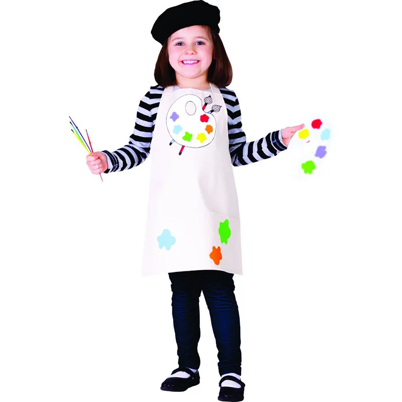 Child Little Girls Talented Artist Professional Painter Cosplay Kids Fancy-dress Toddler Kindergarden Performance Costume