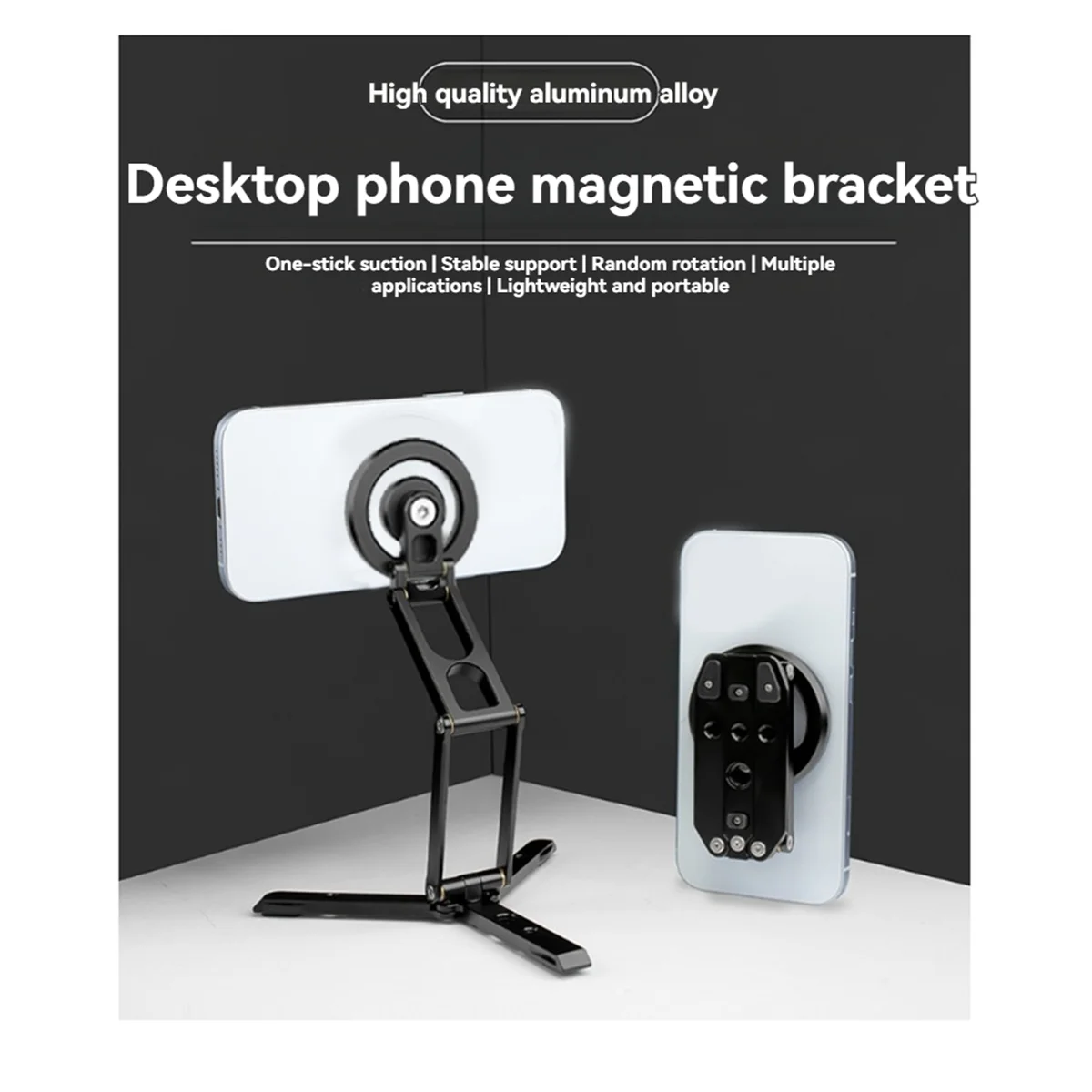 접이식 마그네틱 휴대폰 삼각대 스탠드, 셀카봉, 데스크탑 마그네틱 휴대폰 거치대, 비디오 사진, 브이로그, 라이브 스트리밍용