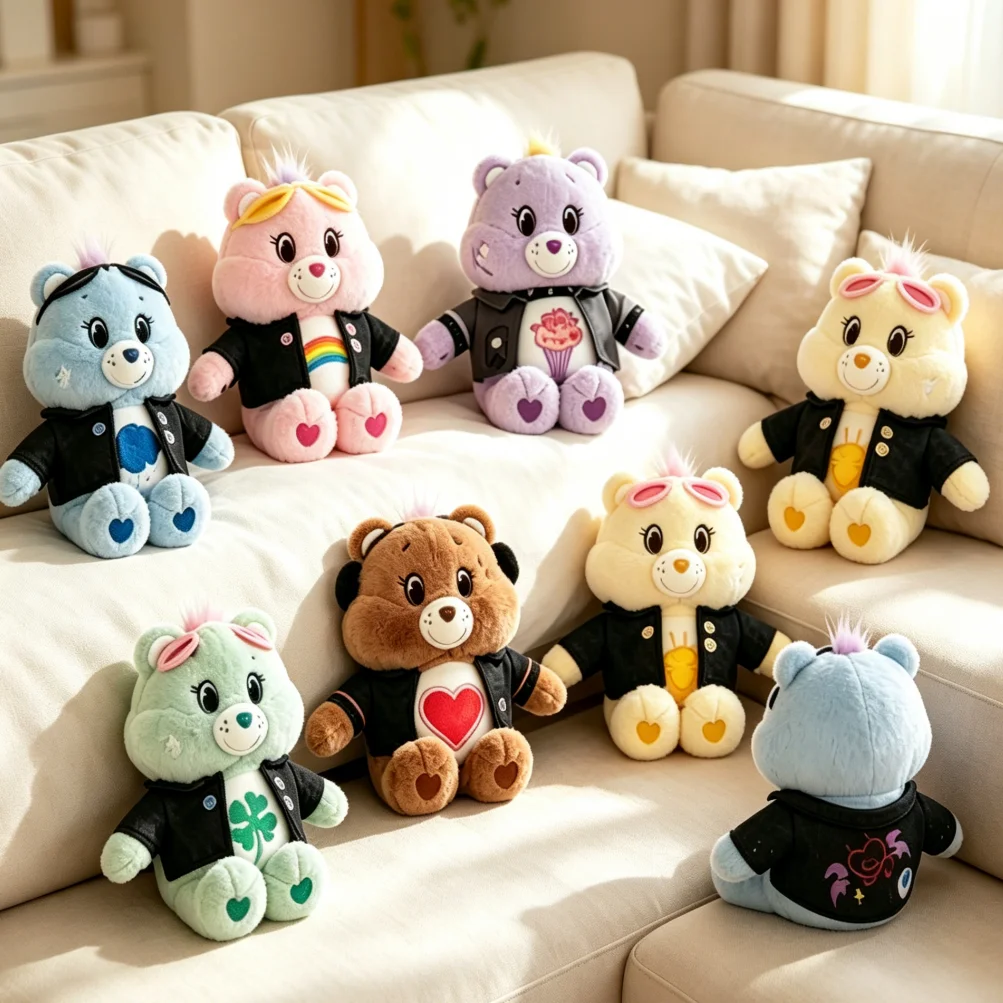 Care Bears 33cm Plush Toy Cute Stuffed Bear Toys Cartoon Dolls Denim Jacket Soft Animal Doll Gift Home Decor Ornament Collectib