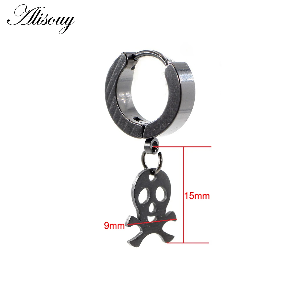Alisouy 2PC Stainless Steel Chain Hoop Earrings For Women Men Trendy Goth Pop Hip Hop Pendants Ear Jewelry Accessories Earring