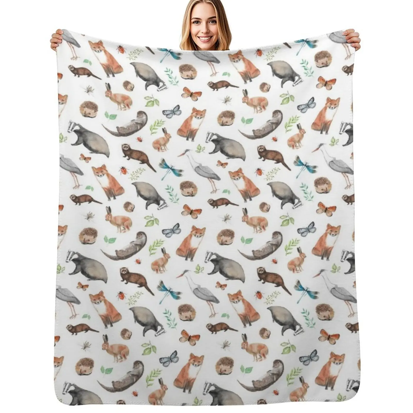 

British Wildlife Throw Blanket Luxurious Soft Blanket Holiday Gift for Family