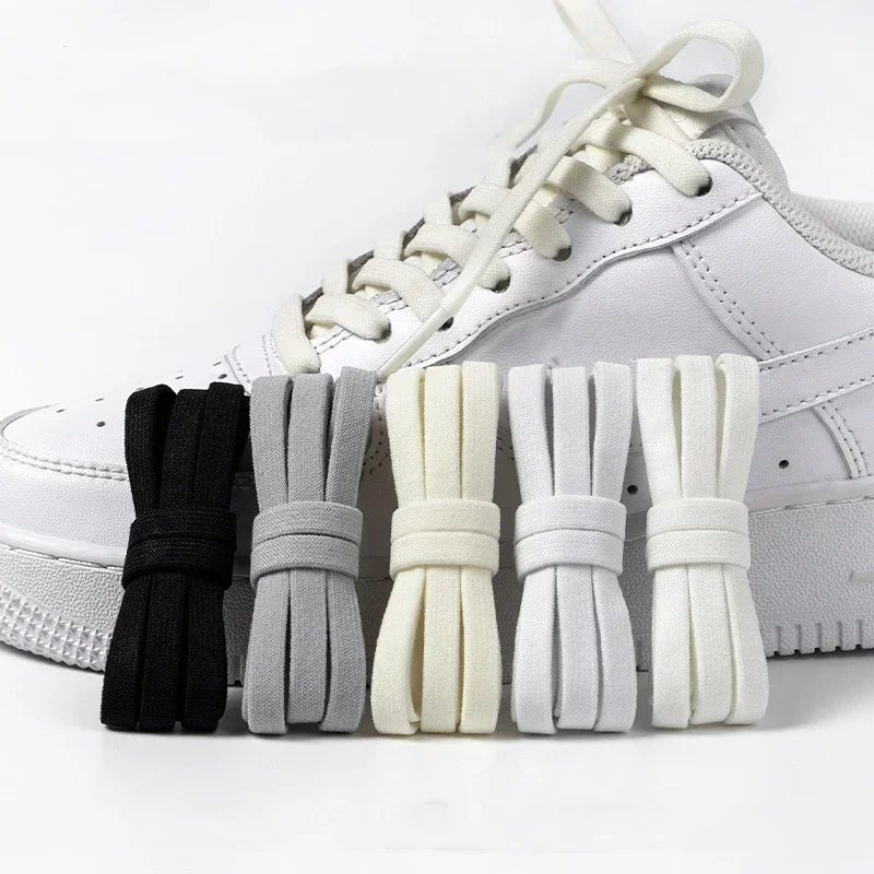 NEW Elastic Flat Shoelaces Stretch Shoe Laces for Sneakers Solid Color Shoestrings for Casual Sports Shoes Footwear Accessories