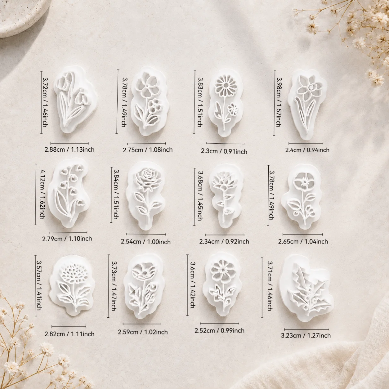 1 Stück Schmuckherstellungs-Set Blumen-Prägeformen Weiche Keramik Polymer-Ton-Schneider Rosen-Karneol-Ohrringe Ornamente Tonform – Detail 7