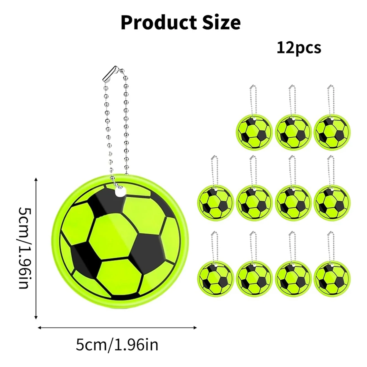 12PCS Reflector Pendant Soccer Keychain,Safety Football Reflector ,Reflective Keyring for Cycling Walking Running HOT
