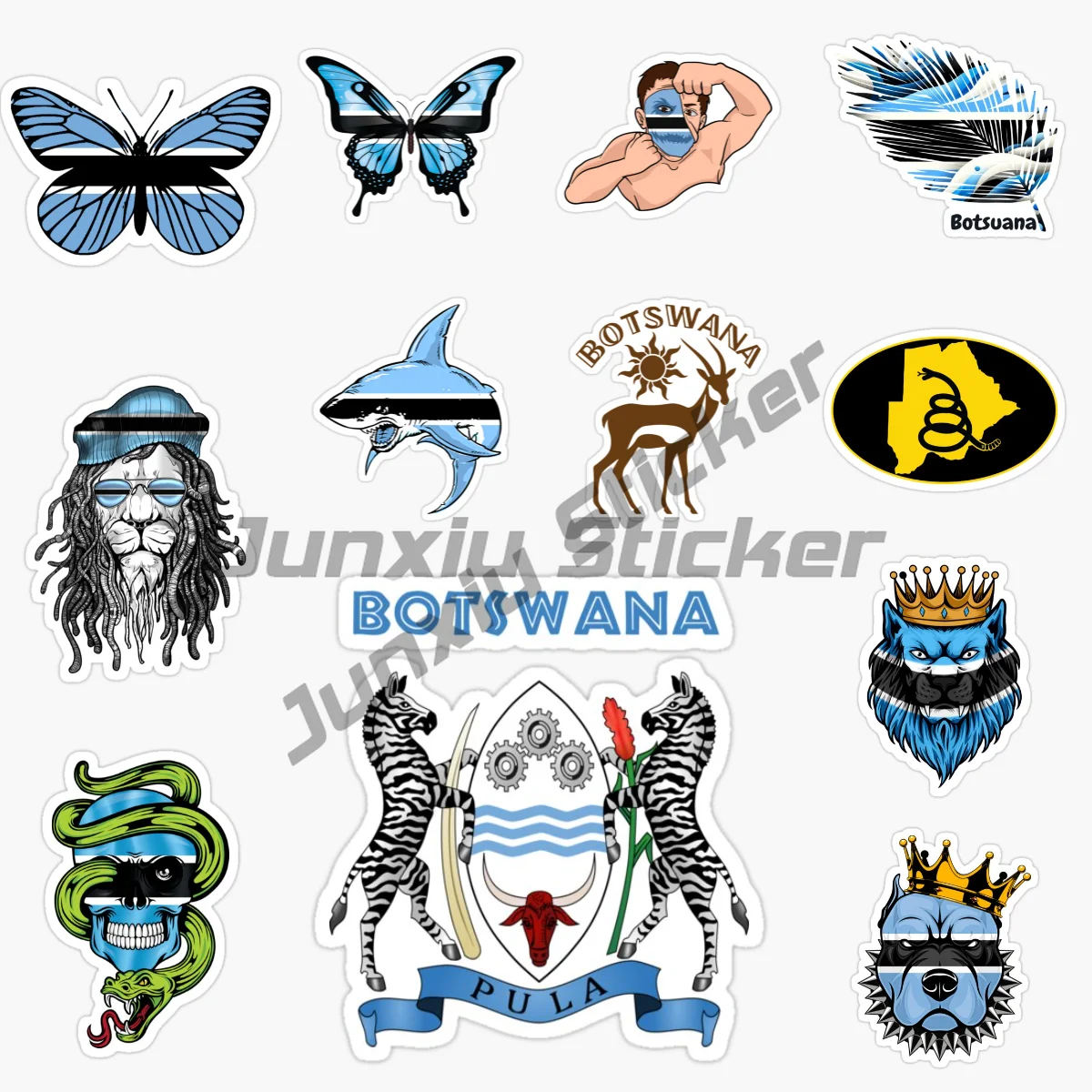 

BOTSWANA Lion Elephant Monkey Flag Map Stickers Laptop Truck Car Window Accesorios Bike Helmet Racing Decoration Decals