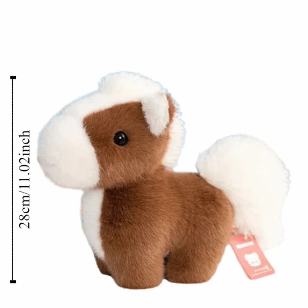 Peluche Cavallo in piedi Simulazione Pony Simulazione Animale a pelo lungo Cavallo Bambola Decorazione della stanza farcita con cavallo morbido e adorabile