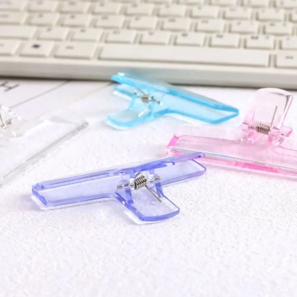 New Colorful Binder Clip Transparent Stationery Planner Clip Acrylic School Supplies Paper Clamp Organizer