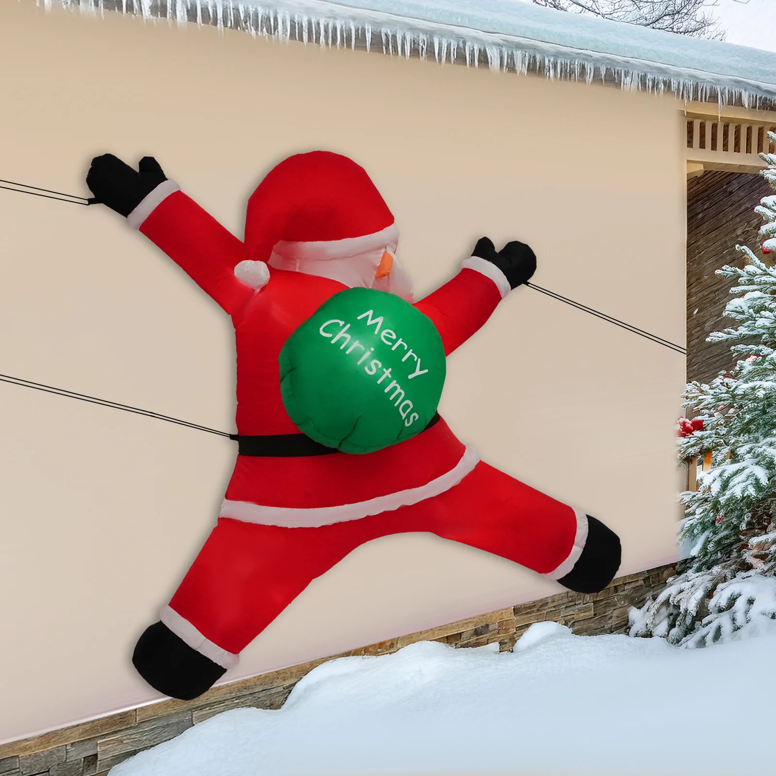 Hangende kerstopblaasboten met kerstmuts, kerstopblaasbotendecoraties met ingebouwde LED-verlichting, ornamenten