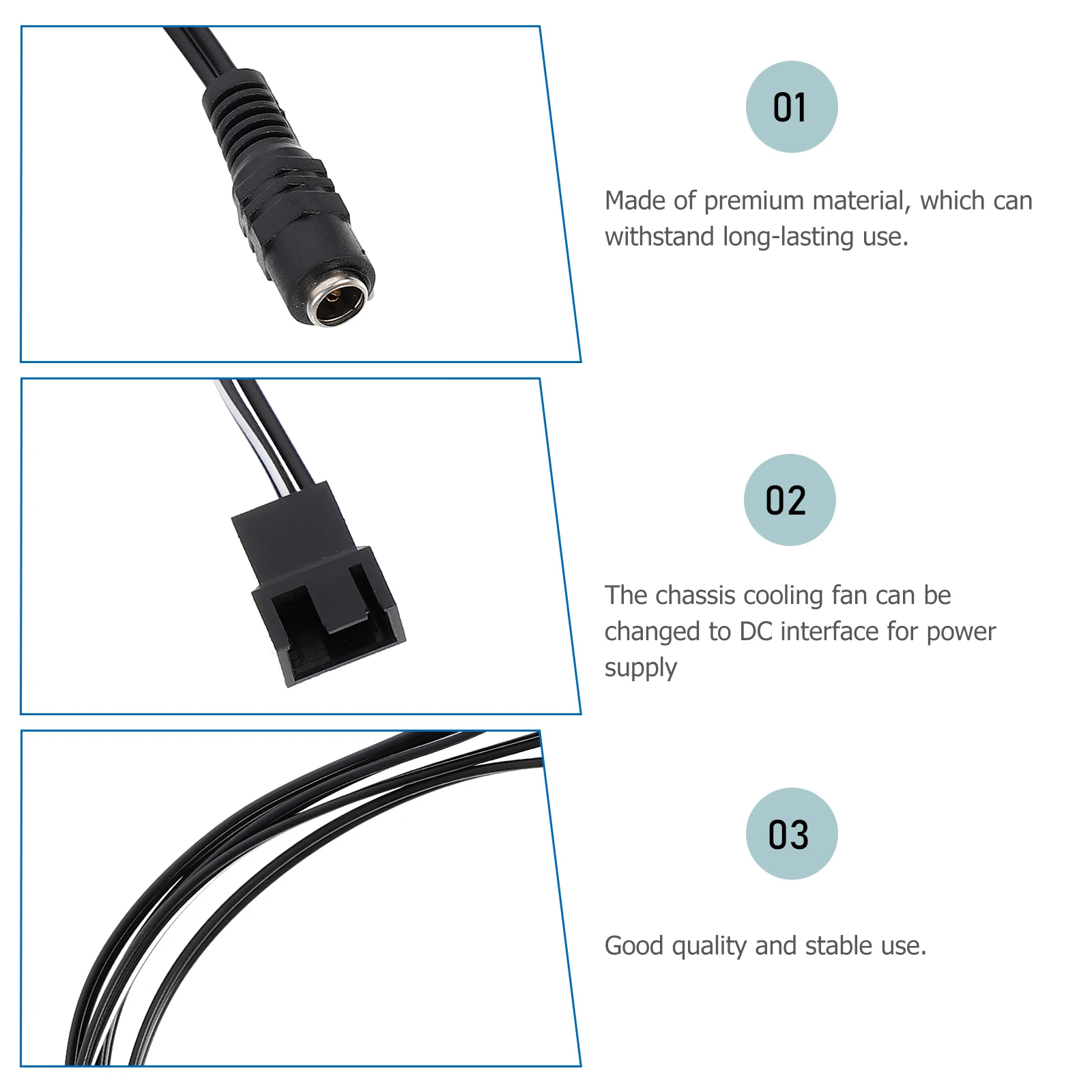 

5Pcs Dc to 4-Pin Fan Power Adapter Cord Sturdy 12V Cable for Router Heat Sink Cooling and External Fan Power Supply