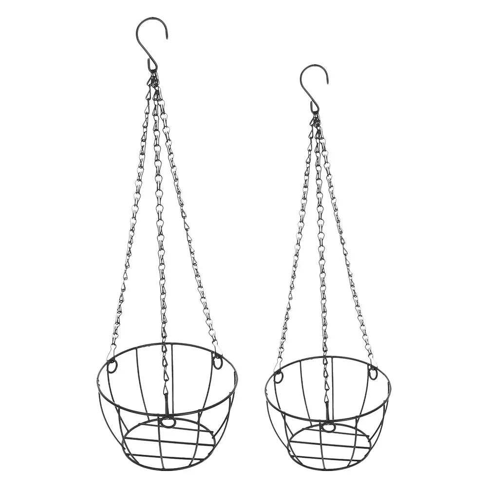 

Iron Hanging Basket Flower Pot Metal Rustic Flowerpot for Balcony Hangers Pots Rack Decorative Black Plant Holder Garden Indoor
