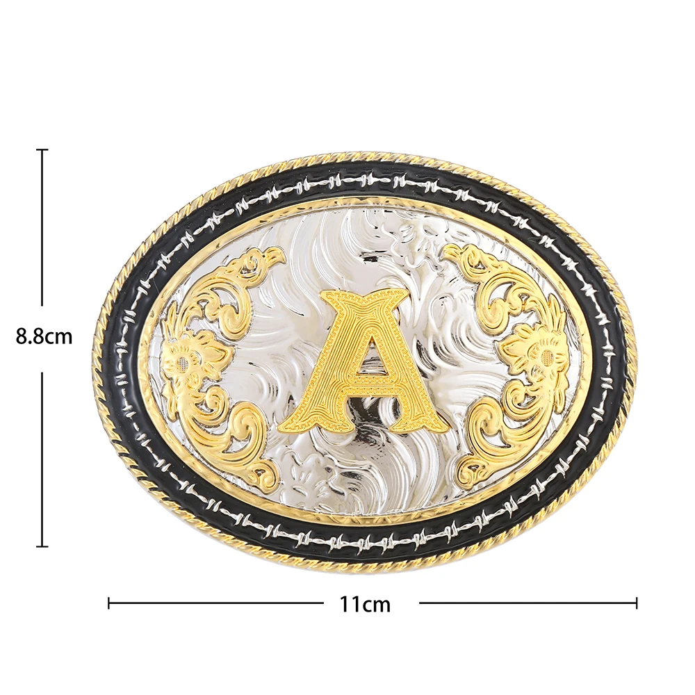 1pc Luxury Western Belt Buckle Initial Letters A-Z to Z Cowboy Rodeo Small Gold Belt Buckles for Men Women