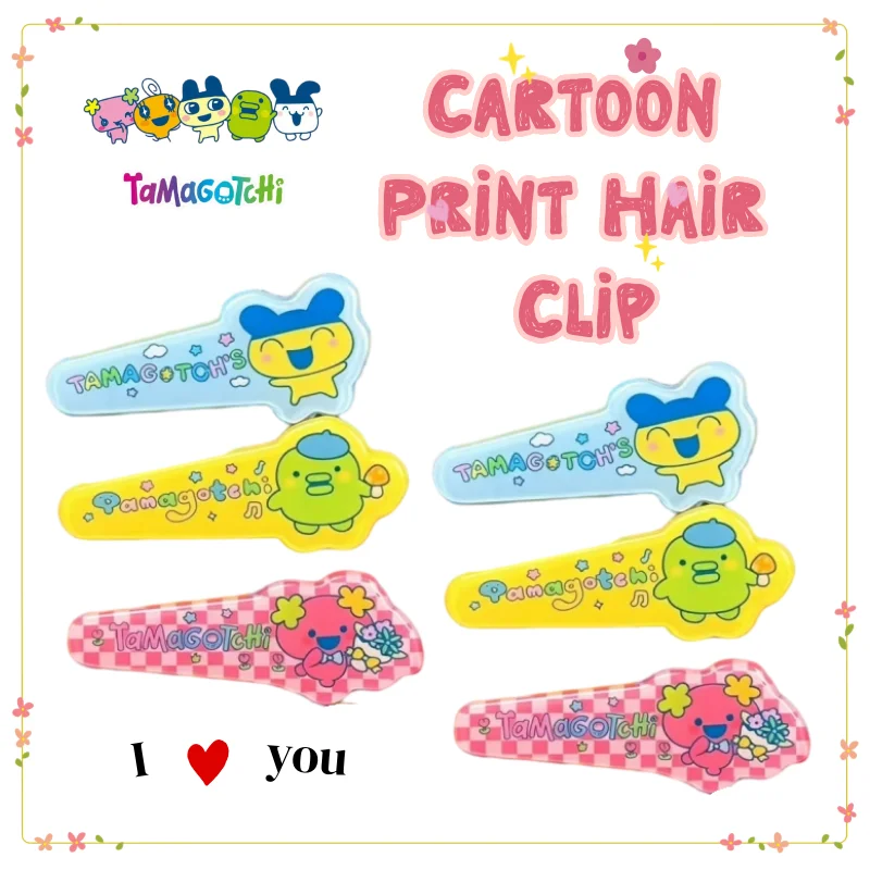 New Tamagotchi Mametchi Kuchipatchi Cartoon Printed Hairpin High Color Value Sweet Cute All-match Broken Hair Card Decoration