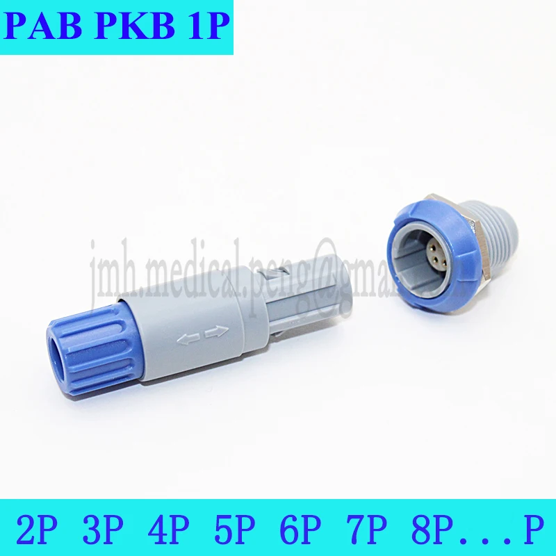 

1Set PAB PKB 60 Degrees 1P 2 3 4 5 6 7 8 9 10 12 14 Pin Medical Plastic Push-pull Self-locking Male Plug Female Socket Connector